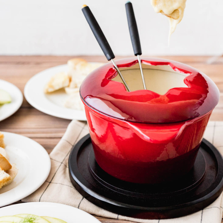 Fondue rojo con 6 tenedores Lugano